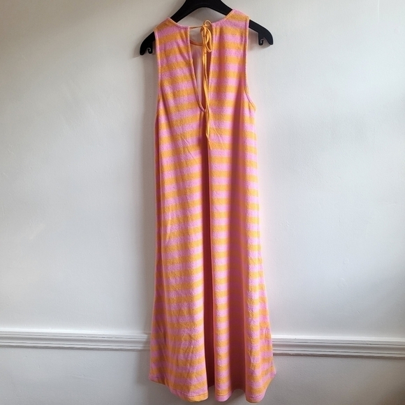 New Zara Striped Terrycloth Sleeveless Pink/Orange Midi Dress/Cover-Up NWT Small - Picture 11 of 13